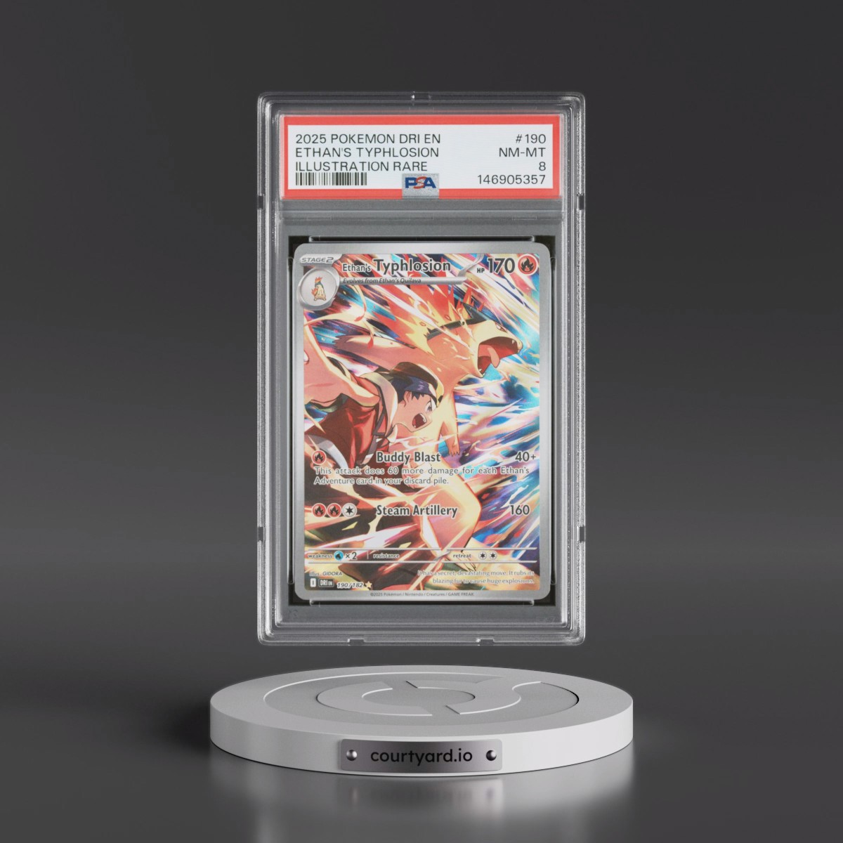 2025 Pokémon Dri EN-Destined Rivals #190 Ethan's Typhlosion - Illustration Rare (PSA 8 NM-MT)