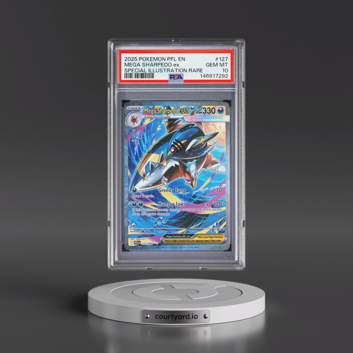 2025 Pokémon Pfl EN-Phantasmal Flames #127 Mega Sharpedo EX - Holo Special Illustration Rare (PSA 10 GEM MINT)
