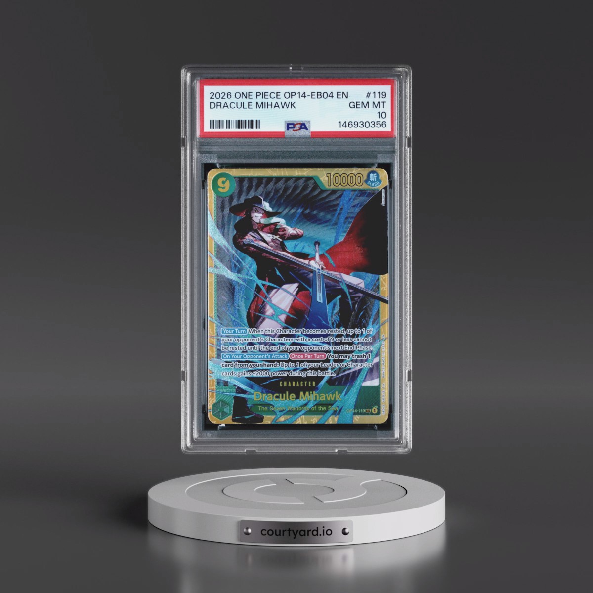 2026 One Piece OP14-EB04-the Azure Sea's Seven #119 Dracule Mihawk (PSA 10 GEM MINT)