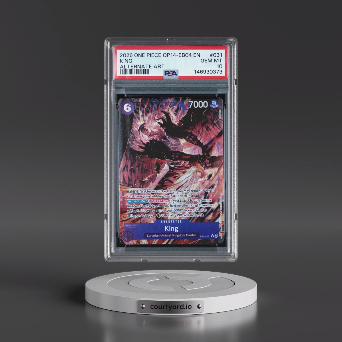 2026 One Piece OP14-EB04-the Azure Sea's Seven #031 King - Alternate Art (PSA 10 GEM MINT)