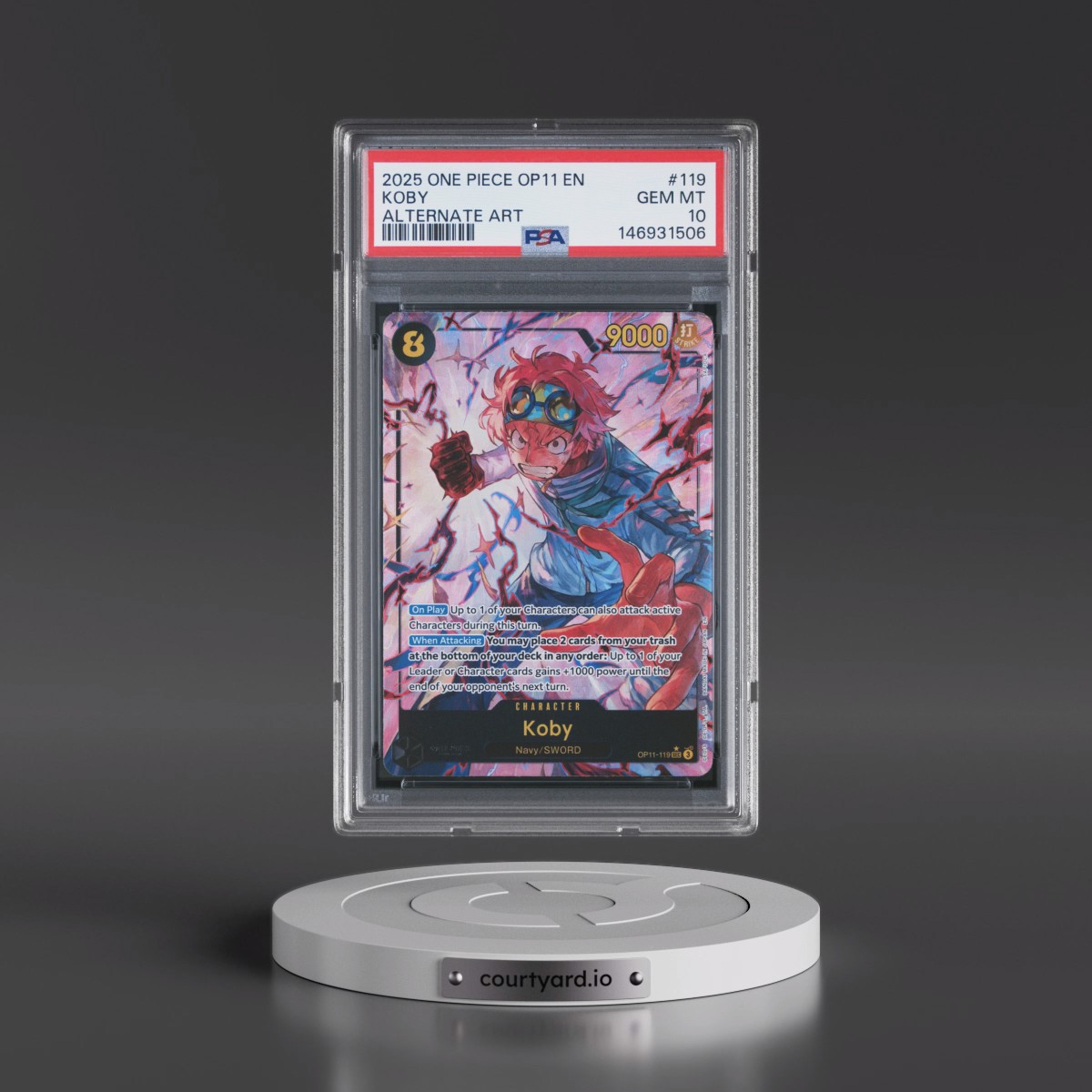 2025 One Piece OP11-A Fist of Divine Speed #119 Koby - Alternate Art (PSA 10 GEM MINT)