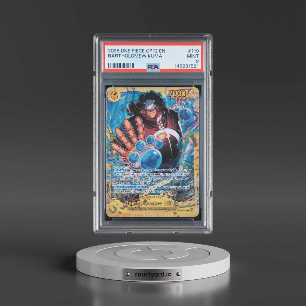 2025 One Piece OP12-Legacy of the Master #119 Bartholomew Kuma (PSA 9 MINT)