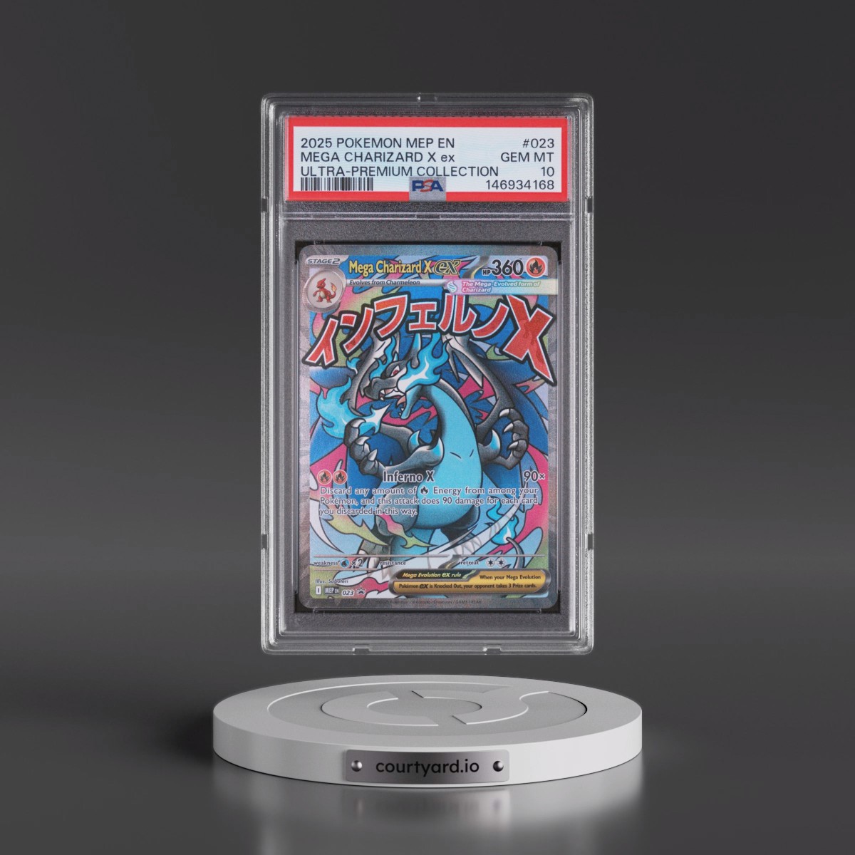 2025 Pokémon Mep EN-Me Black Star Promo #023 Mega Charizard X EX - Holo Mega Charizard X EX Ultra-Premium Collection (PSA 10 GEM MINT)