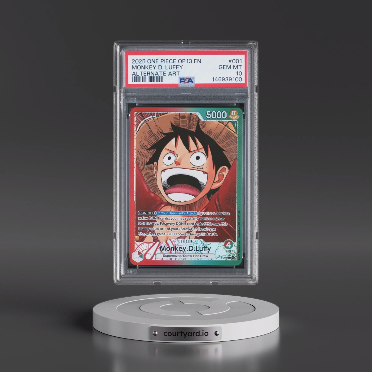 2025 One Piece OP13-Carrying on His Will #001 Monkey D. Luffy - Alternate Art (PSA 10 GEM MINT)