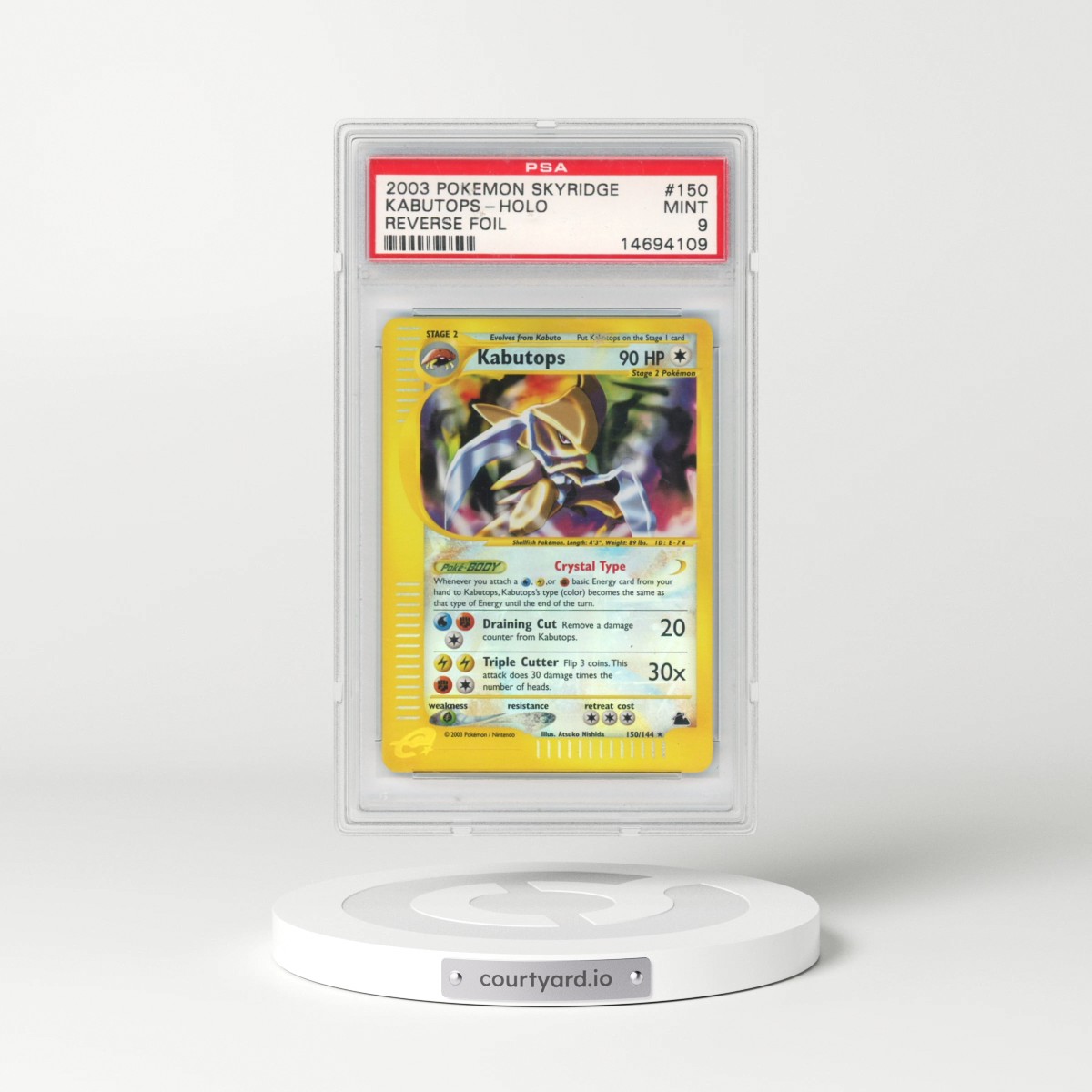 2003 Pokémon Skyridge #150 Kabutops - Reverse Foil (PSA 9 MINT)