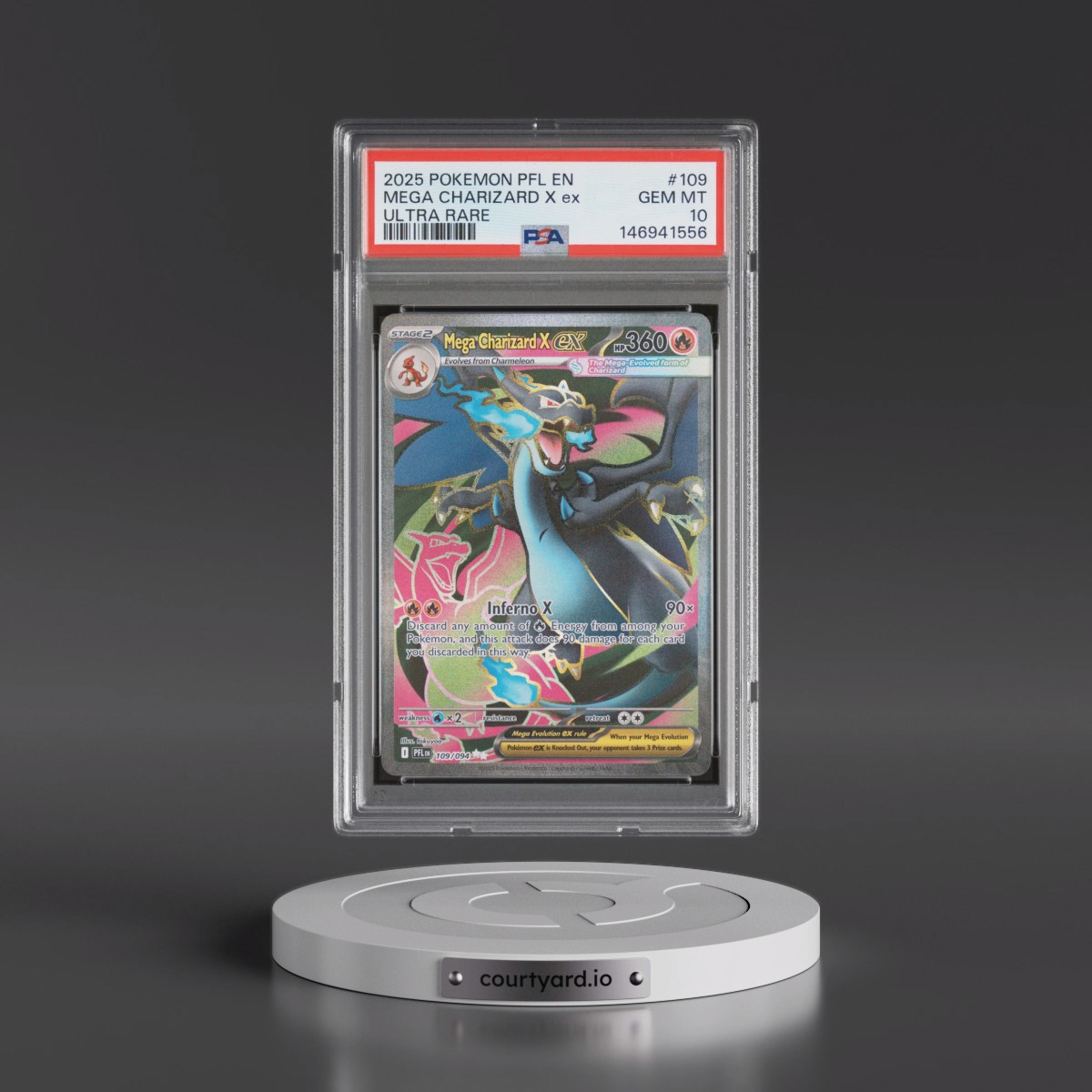 2025 Pokémon Pfl EN-Phantasmal Flames #109 Mega Charizard X EX - Holo Ultra Rare (PSA 10 GEM MINT)