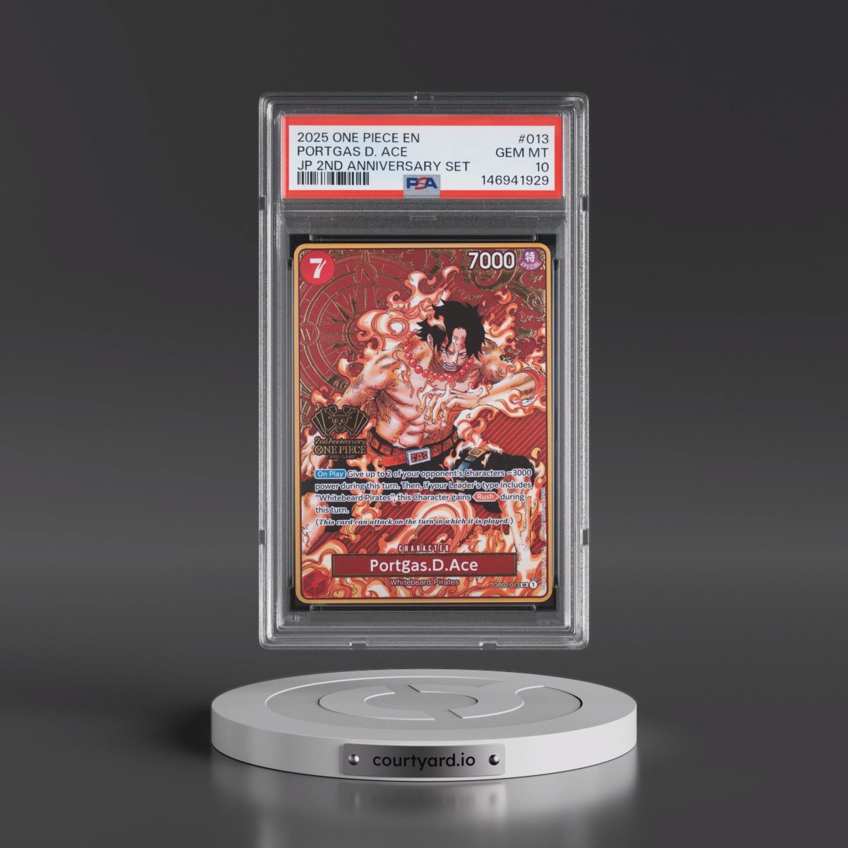 2025 One Piece Japanese 2nd Anniversary Set #013 Portgas D. Ace (PSA 10 GEM MINT)