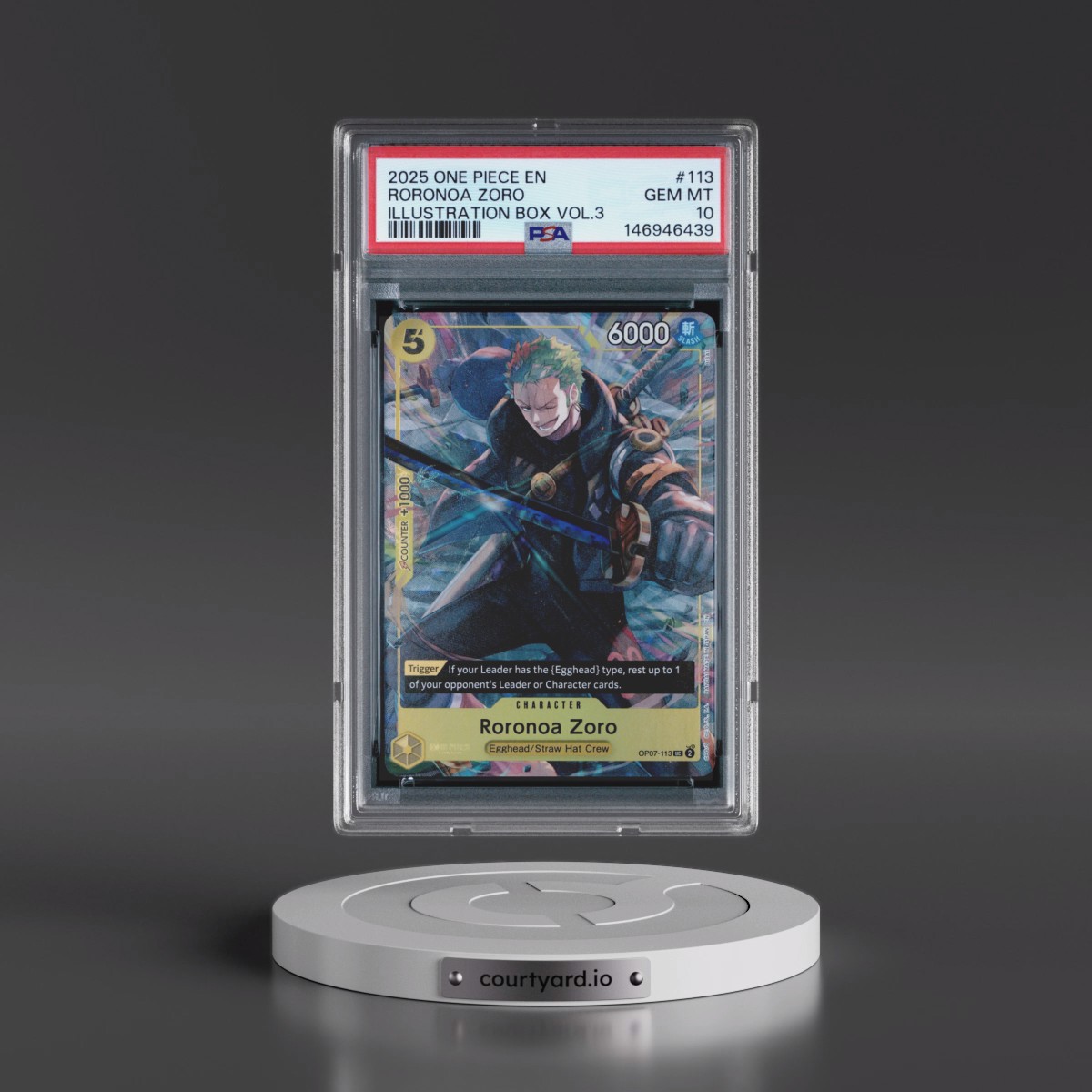 2025 One Piece Promos #113 Roronoa Zoro - Illustration Box Vol.3 (PSA 10 GEM MINT)