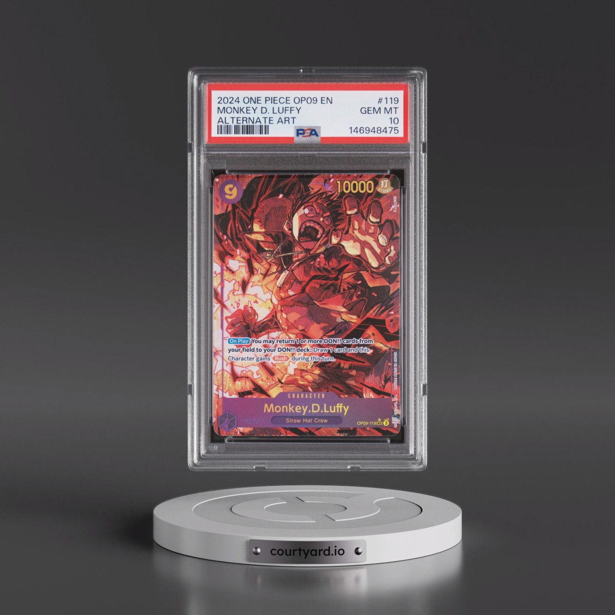 2024 One Piece OP09-Emperors in the New World #119 Monkey D. Luffy - Alternate Art (PSA 10 GEM MINT)