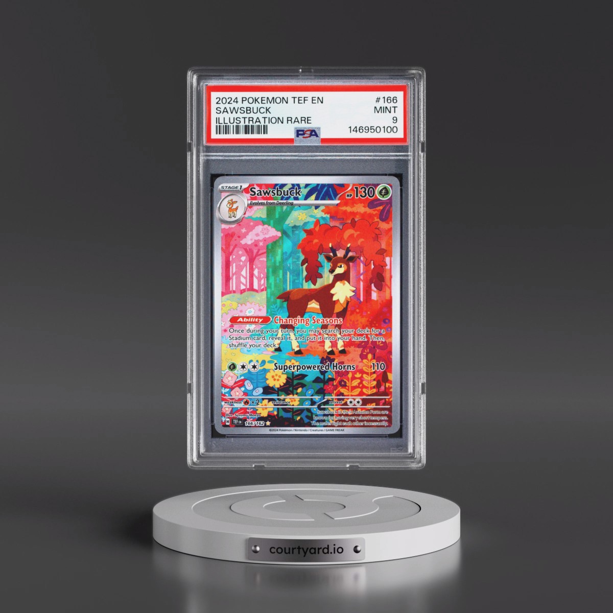 2024 Pokémon Tef EN-Temporal Forces #166 Sawsbuck - Illustration Rare (PSA 9 MINT)