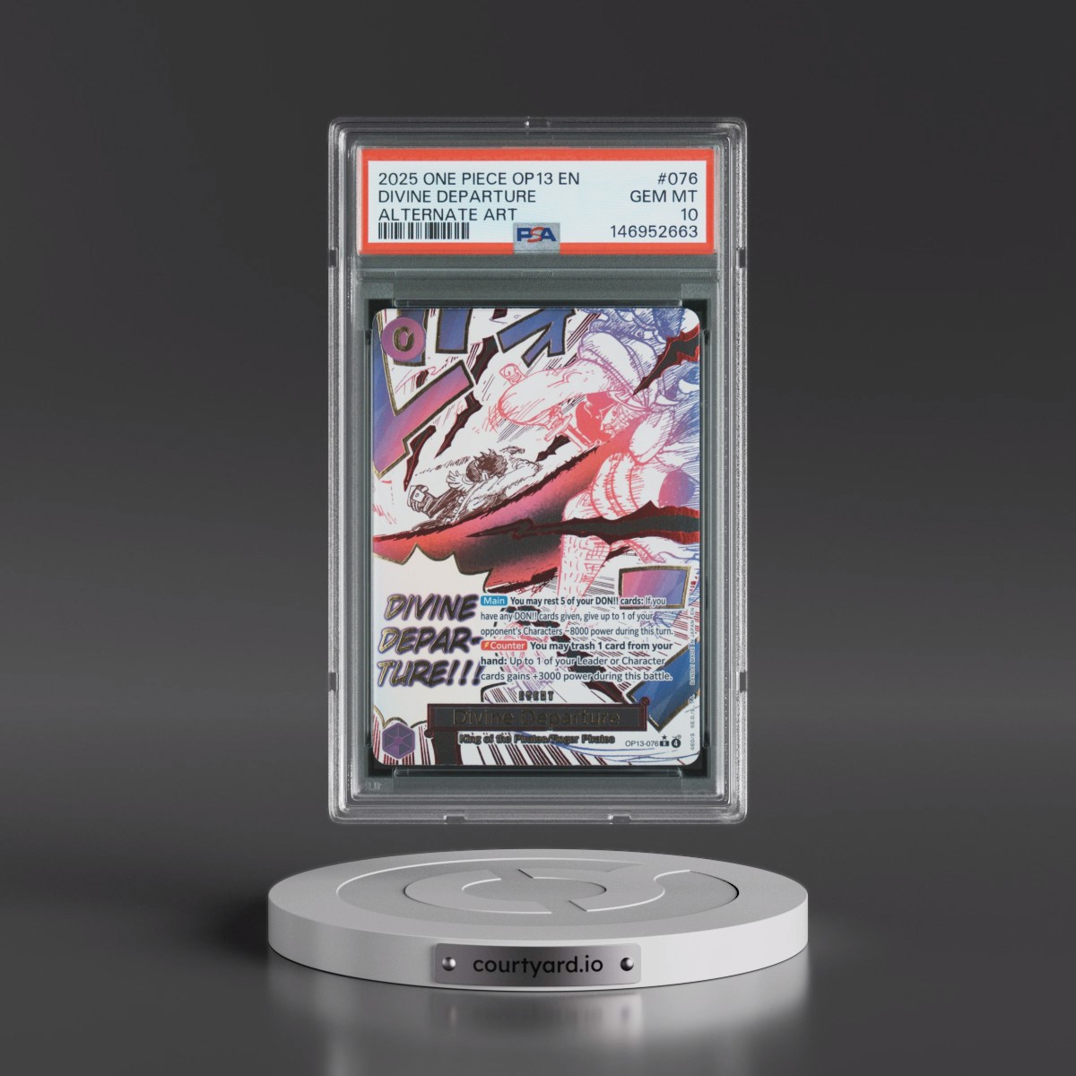 2025 One Piece OP13-Carrying on His Will #076 Divine Departure - Alternate Art (PSA 10 GEM MINT)