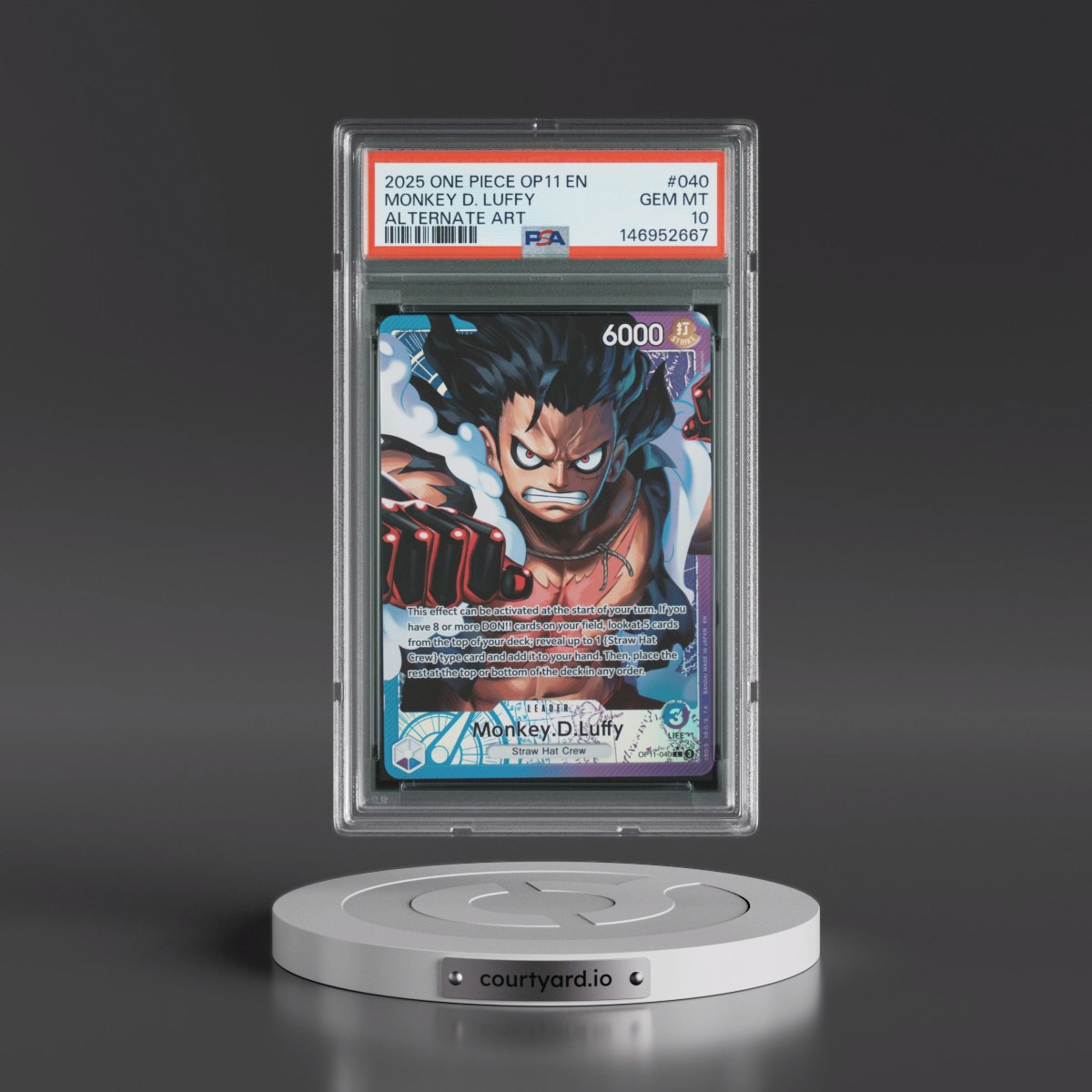 2025 One Piece OP11-A Fist of Divine Speed #040 Monkey D. Luffy - Alternate Art (PSA 10 GEM MINT)