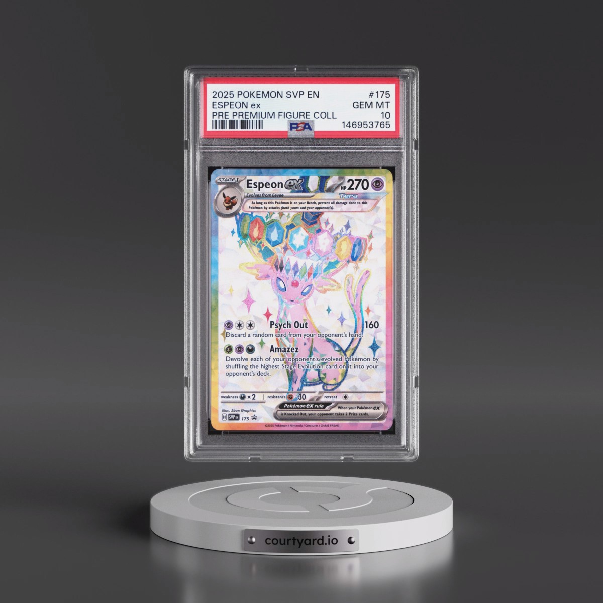 2025 Pokémon Svp EN-SV Black Star Promo #175 Espeon EX - Holo Prismatic Evolutions Premium Figure Collection (PSA 10 GEM MINT)