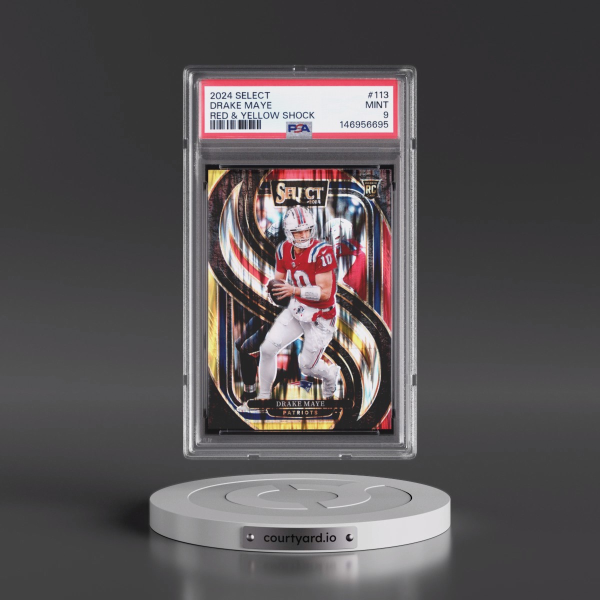 2024 Panini Select #113 Drake Maye - Red & Yellow Shock (PSA 9 MINT)