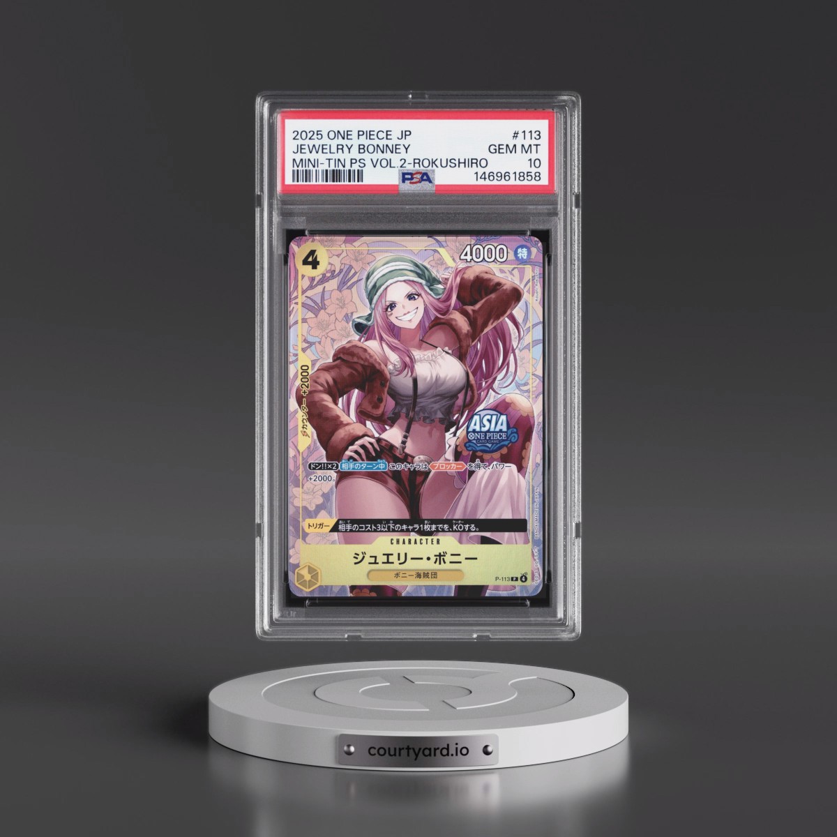 2025 One Piece Japanese Mini-Tin Pack Set Vol.2 #113 Jewelry Bonney - Koushi Rokushiro (PSA 10 GEM MINT)