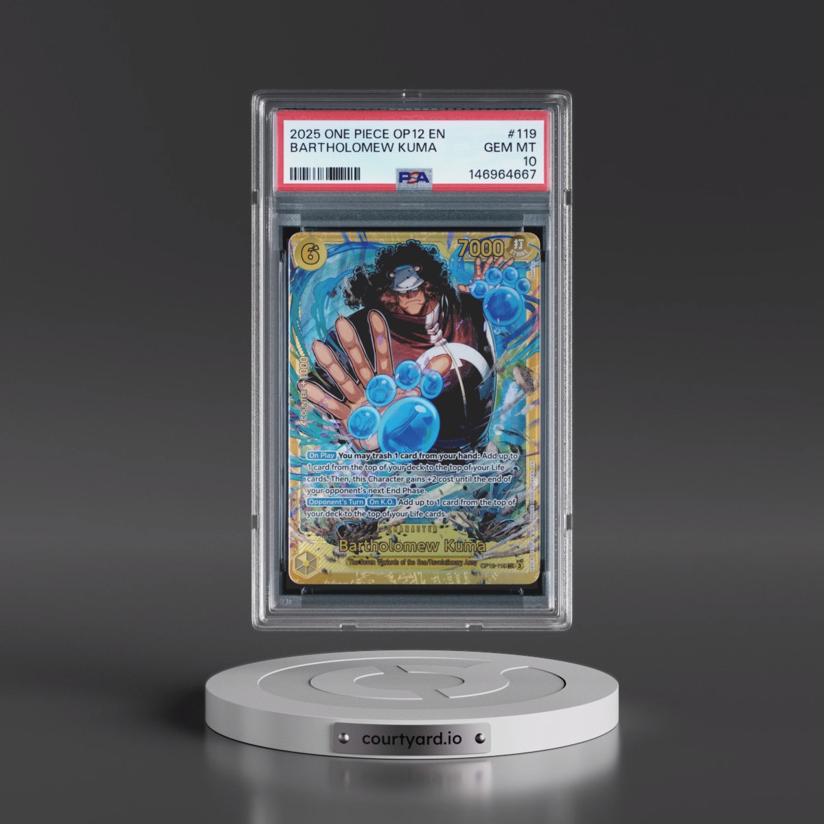 2025 One Piece OP12-Legacy of the Master #119 Bartholomew Kuma (PSA 10 GEM MINT)