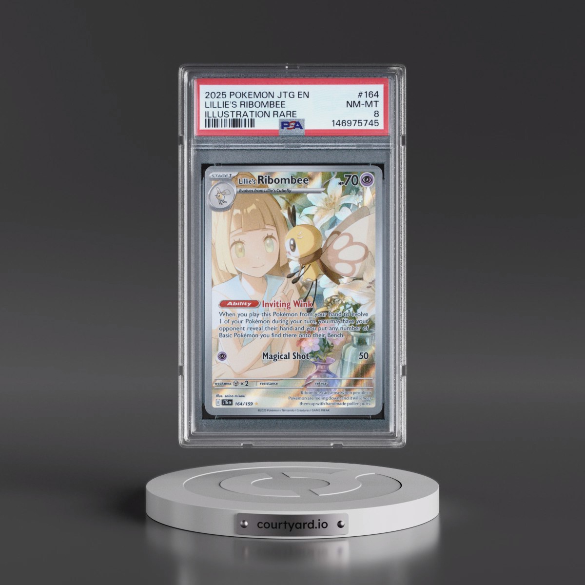2025 Pokémon Jtg EN-Journey Together #164 Lillie's Ribombee - Illustration Rare (PSA 8 NM-MT)