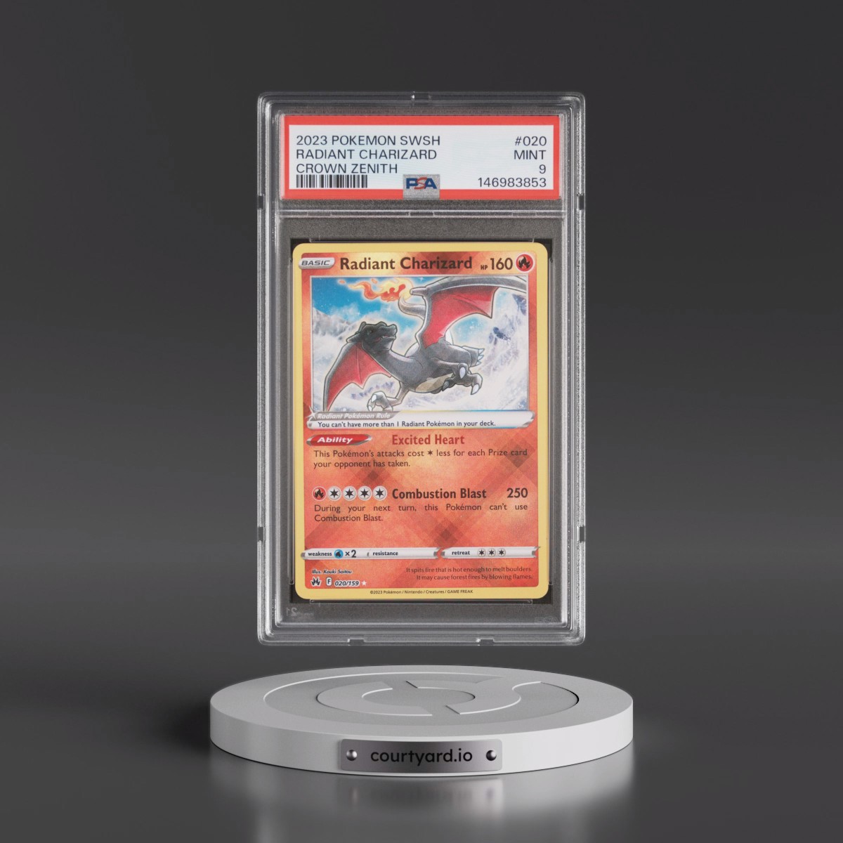 2023 Pokémon Sword and Shield Crown Zenith #020 Radiant Charizard - Holo (PSA 9 MINT)
