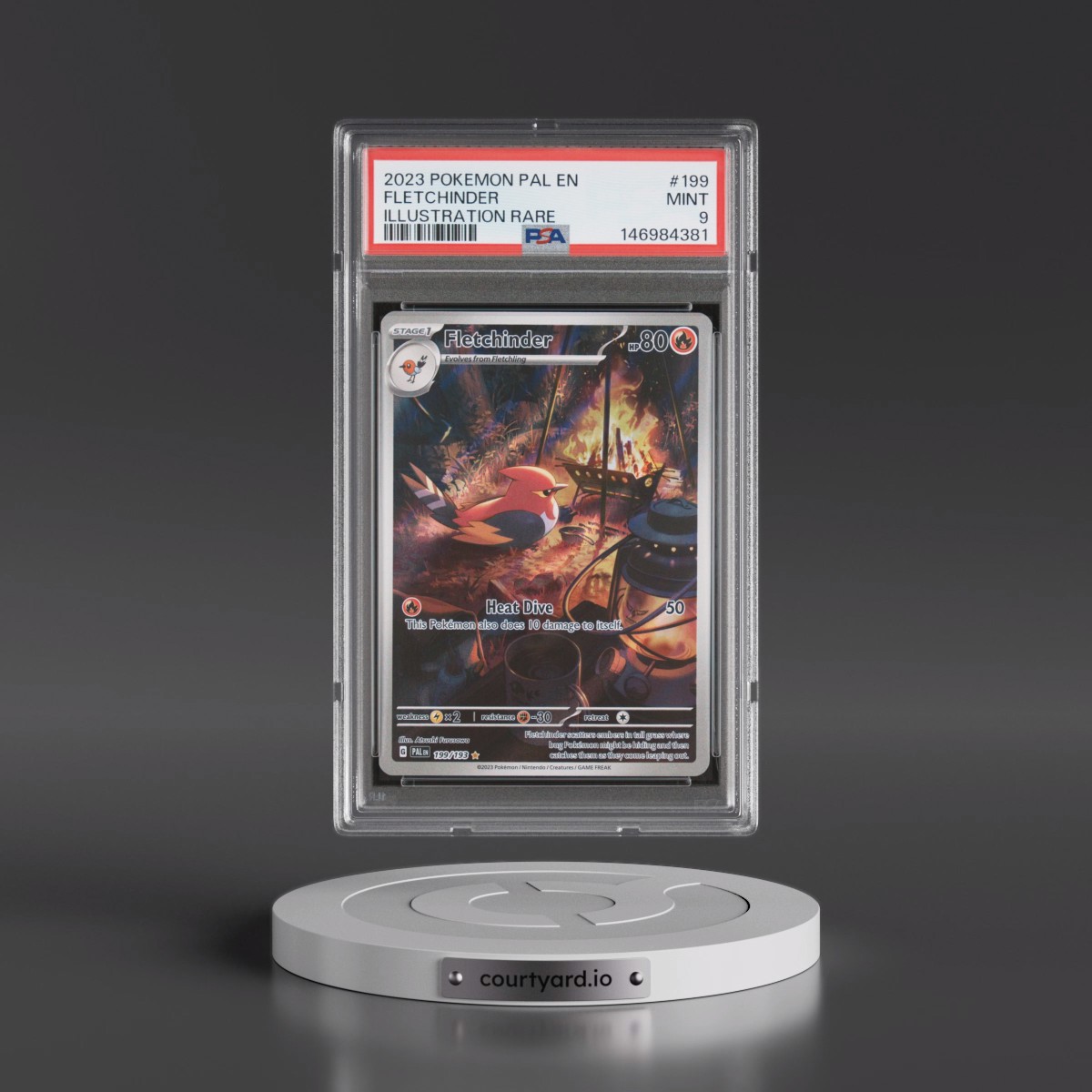 2023 Pokémon Pal EN-Paldea Evolved #199 Fletchinder - Illustration Rare (PSA 9 MINT)