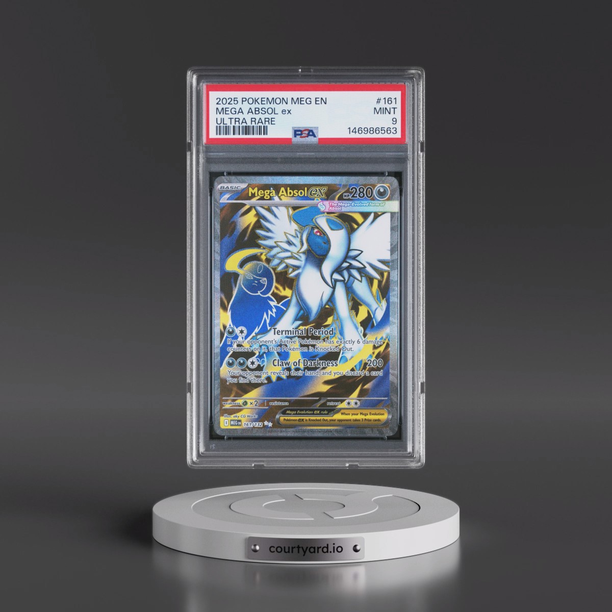 2025 Pokémon Meg EN-Mega Evolution #161 Mega Absol EX - Holo Ultra Rare (PSA 9 MINT)