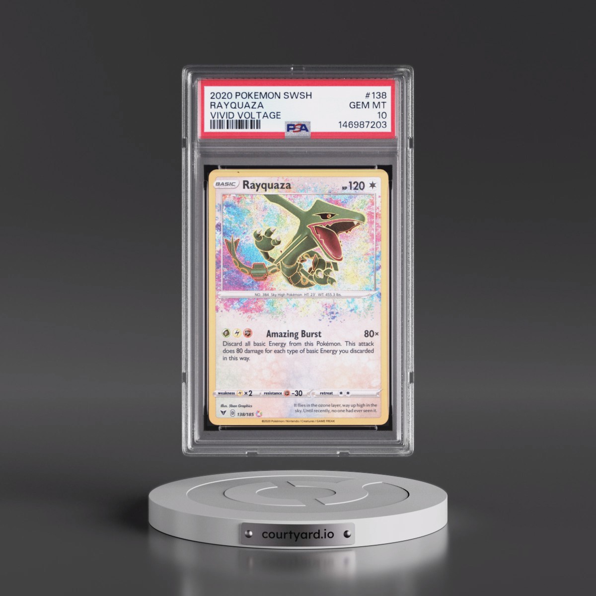 2020 Pokémon Sword & Shield Vivid Voltage #138 Rayquaza (PSA 10 GEM MINT)