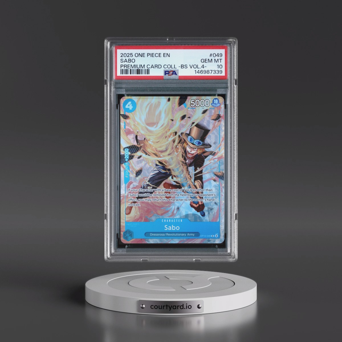 2025 One Piece Premium Card Collection -Best Selection Vol.4 #049 Sabo (PSA 10 GEM MINT)