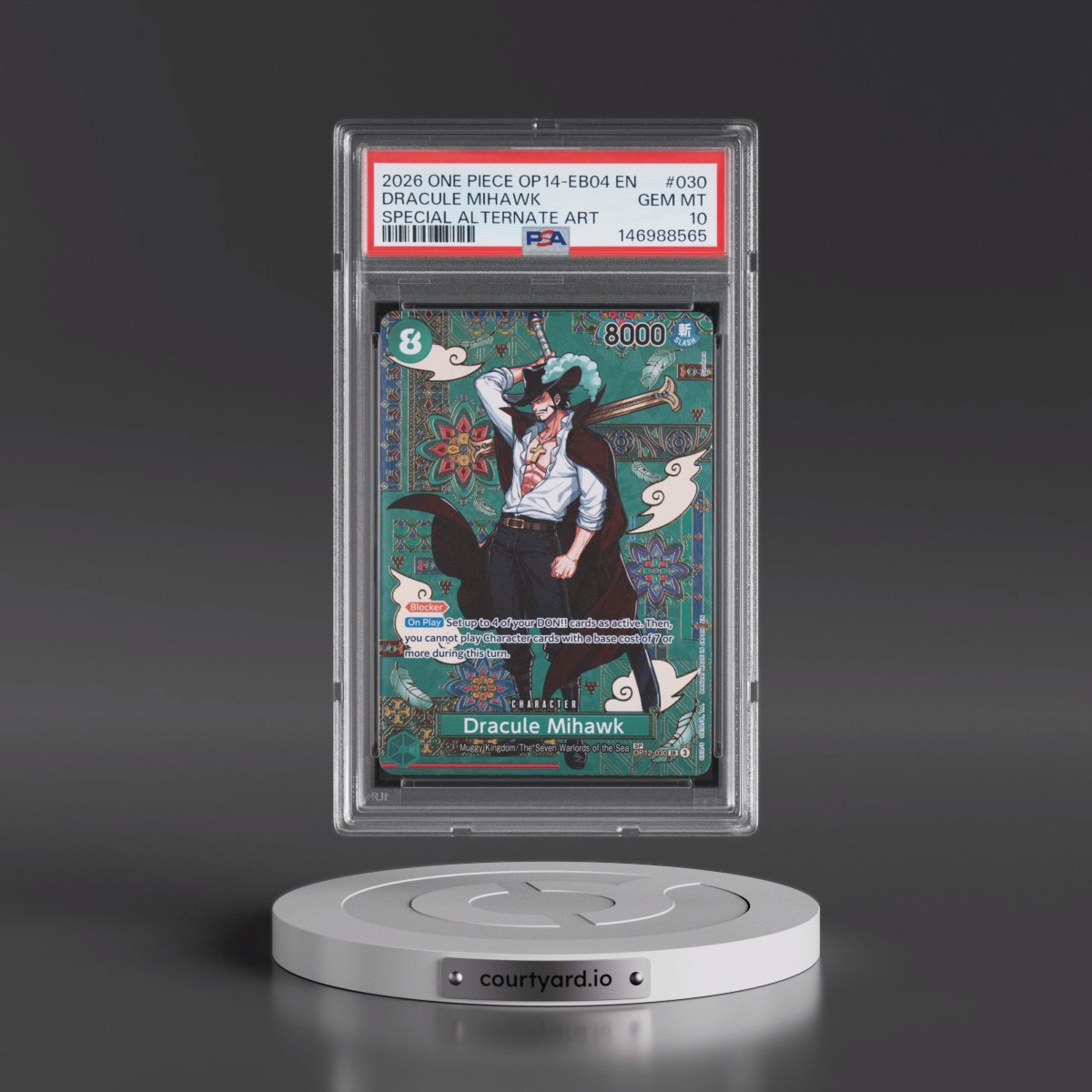 2026 One Piece OP14-EB04-the Azure Sea's Seven #030 Dracule Mihawk - Special Alternate Art (PSA 10 GEM MINT)