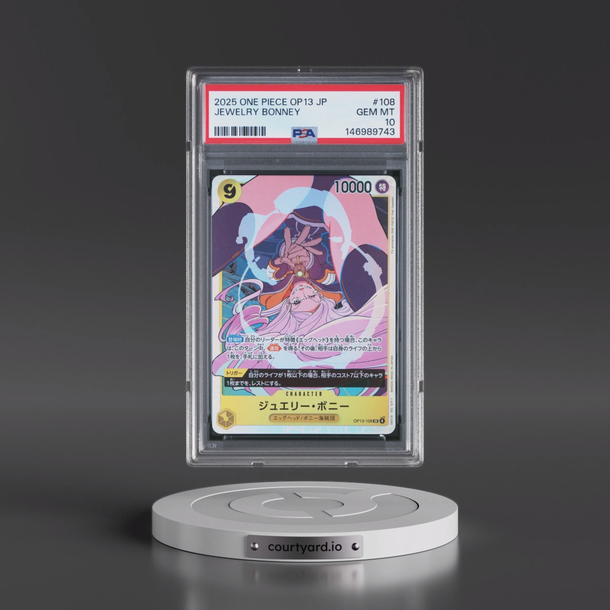 2025 One Piece Japanese OP13-Carrying on His Will #108 Jewelry Bonney (PSA 10 GEM MINT)