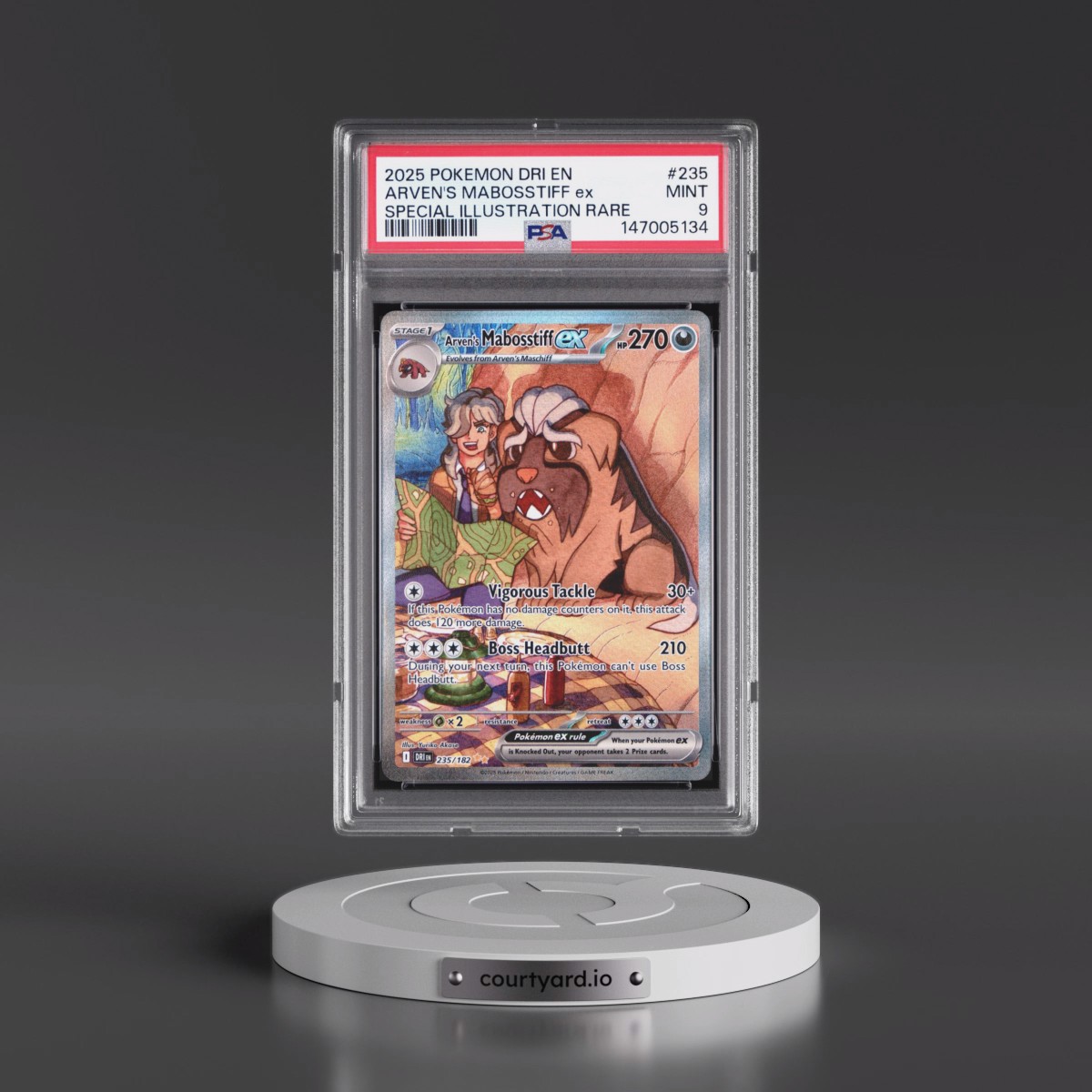2025 Pokémon Dri EN-Destined Rivals #235 Arven's Mabosstiff EX - Holo Special Illustration Rare (PSA 9 MINT)