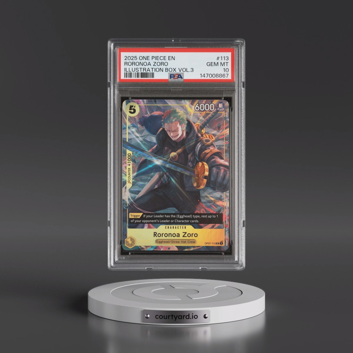2025 One Piece Promos #113 Roronoa Zoro - Illustration Box Vol.3 (PSA 10 GEM MINT)