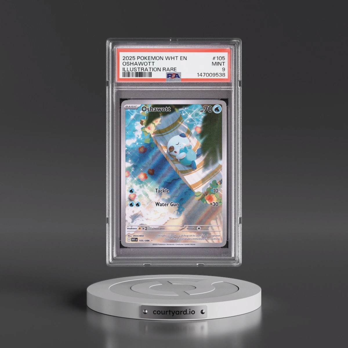 2025 Pokémon Wht EN-White Flare #105 Oshawott - Illustration Rare (PSA 9 MINT)