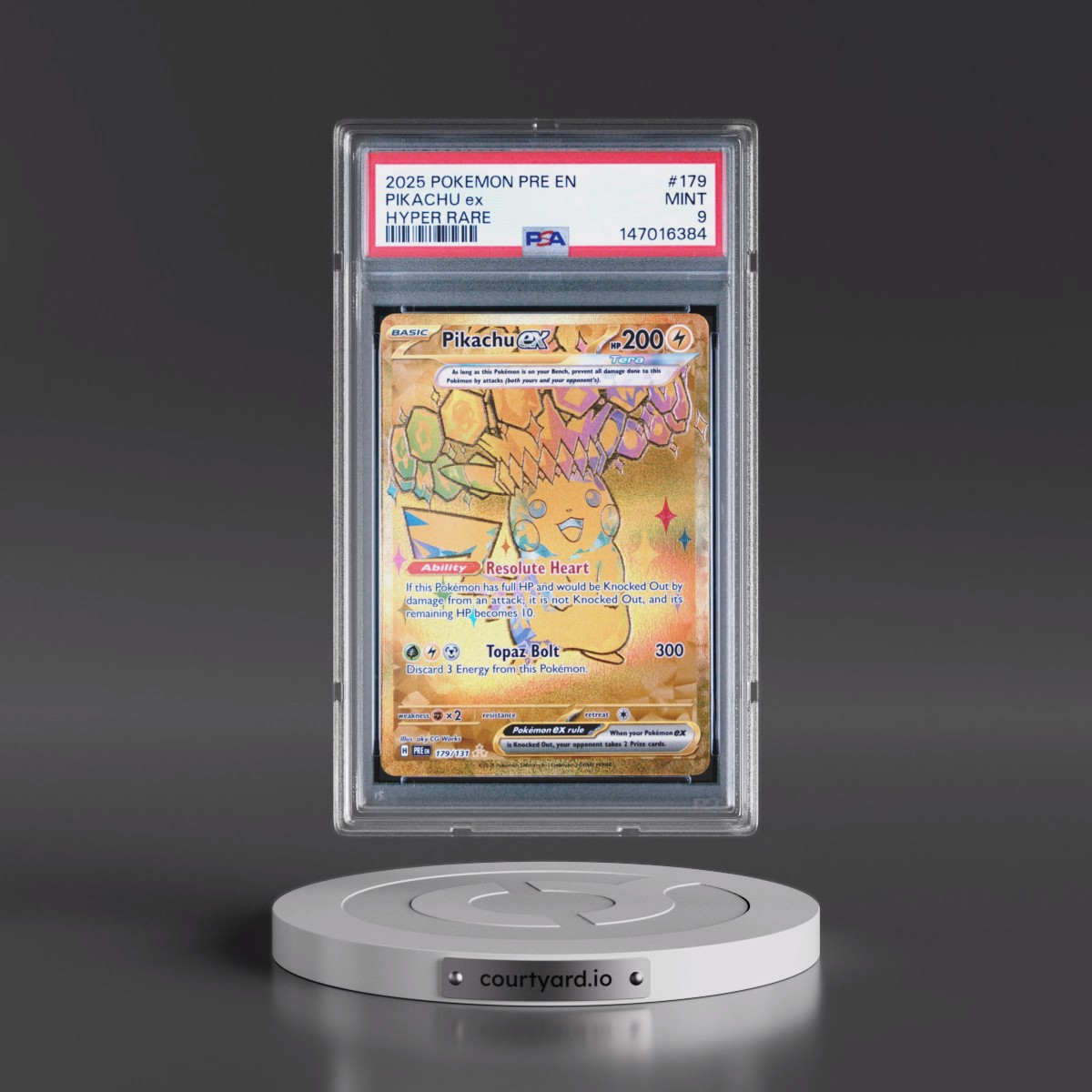 2025 Pokémon Pre EN-Prismatic Evolutions #179 Pikachu EX - Holo Hyper Rare (PSA 9 MINT)