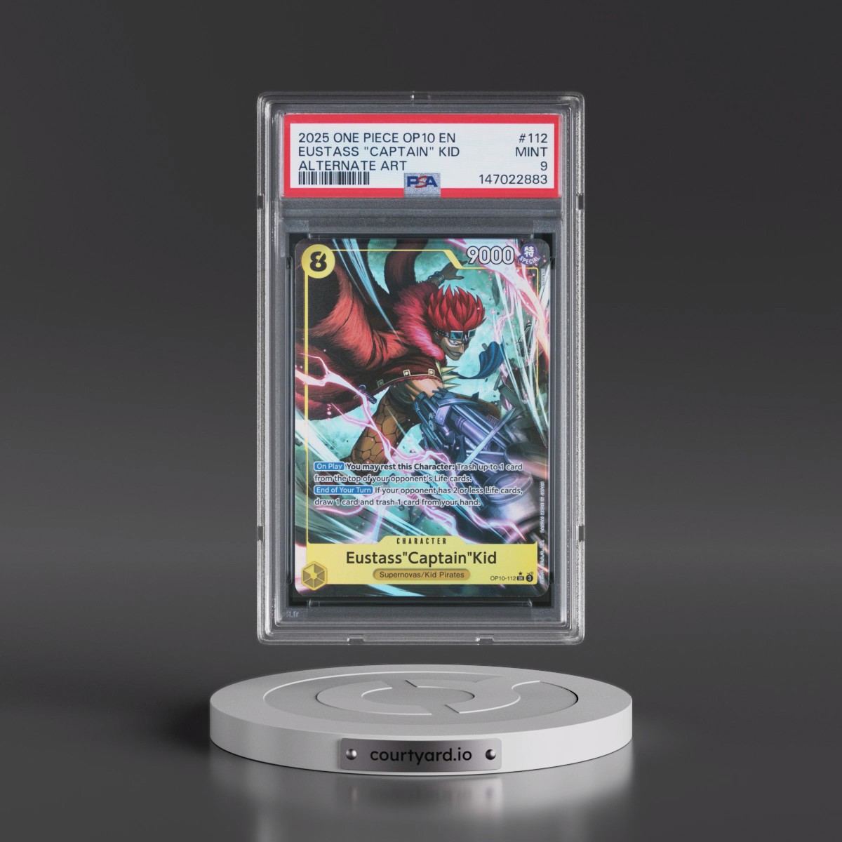 2025 One Piece OP10-Royal Blood #112 Eustass "Captain" Kid - Alternate Art (PSA 9 MINT)