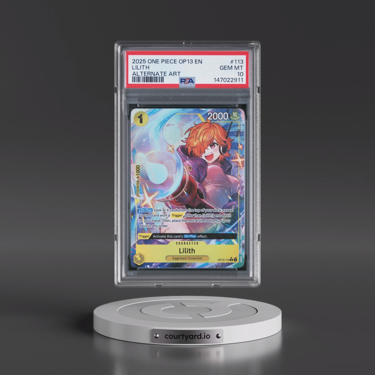 2025 One Piece OP13-Carrying on His Will #113 Lilith - Alternate Art (PSA 10 GEM MINT)