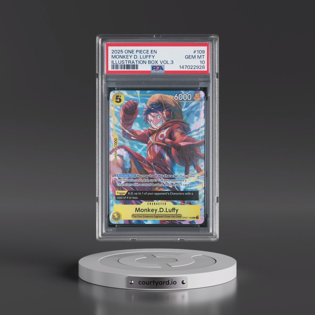 2025 One Piece Promos #109 Monkey D. Luffy - Illustration Box Vol.3 (PSA 10 GEM MINT)