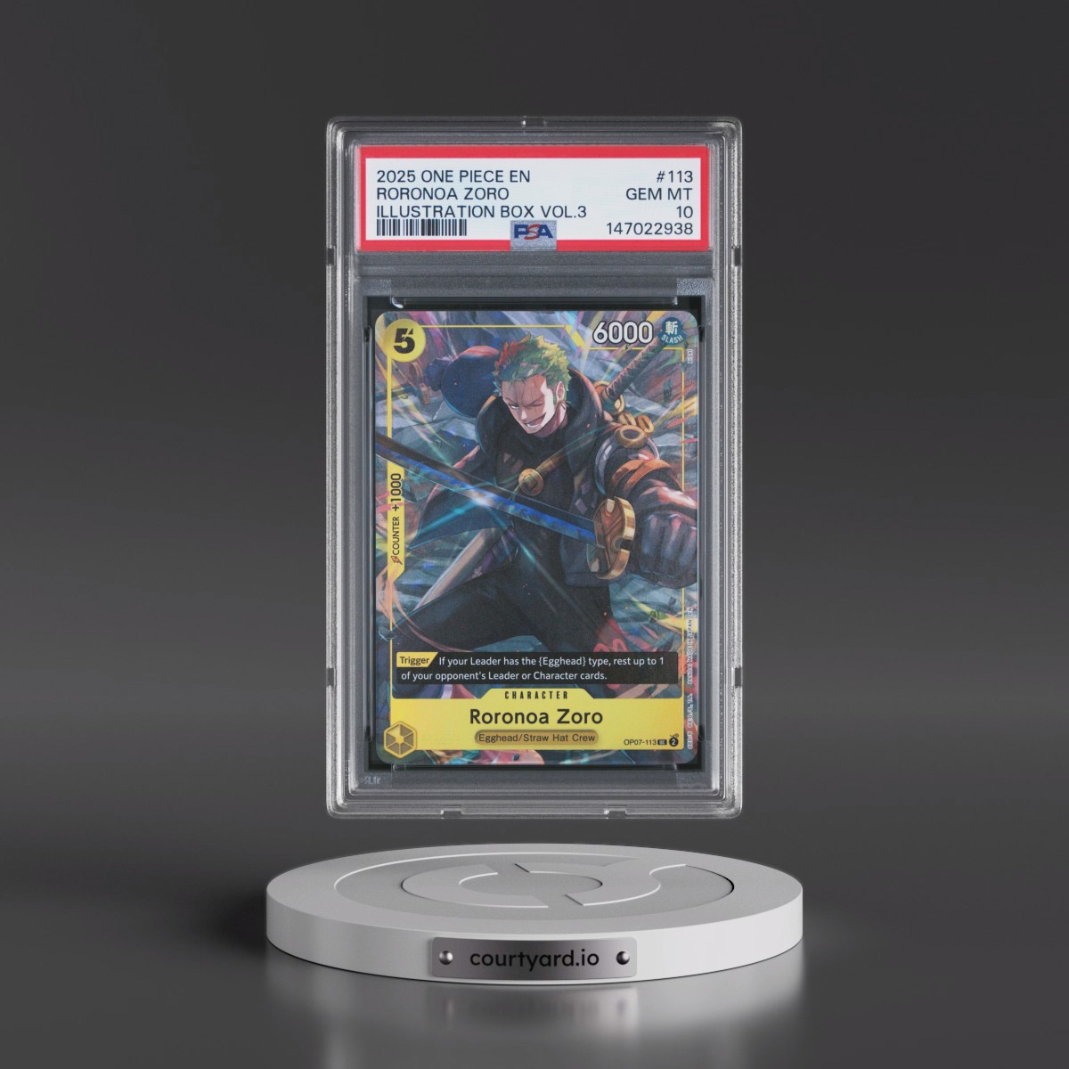 2025 One Piece Promos #113 Roronoa Zoro - Illustration Box Vol.3 (PSA 10 GEM MINT)