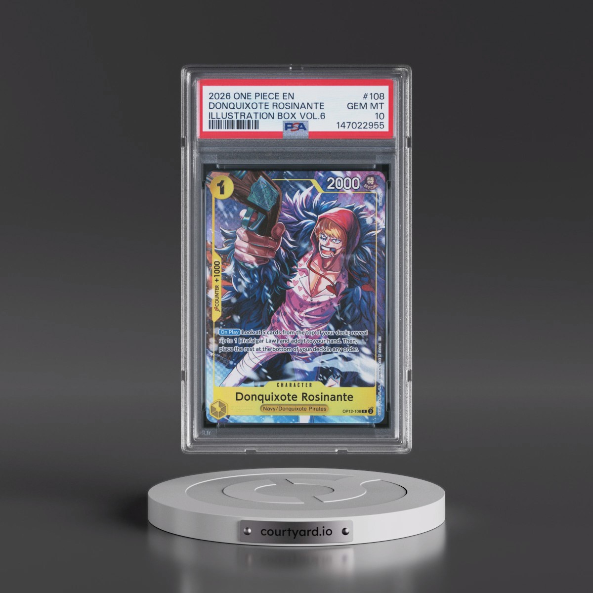 2026 One Piece Promos #108 Donquixote Rosinante - Illustration Box Vol.6 (PSA 10 GEM MINT)