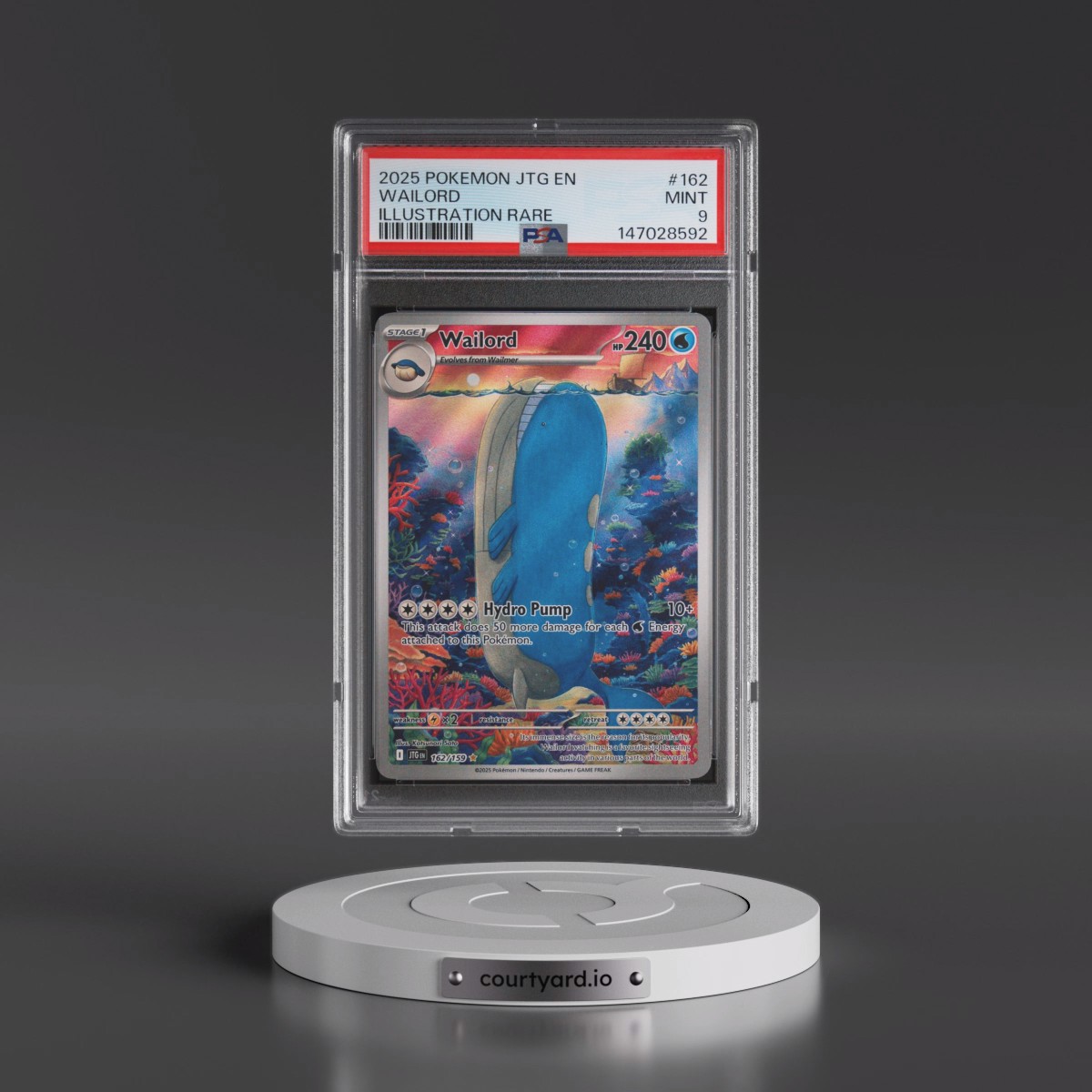2025 Pokémon Jtg EN-Journey Together #162 Wailord - Illustration Rare (PSA 9 MINT)