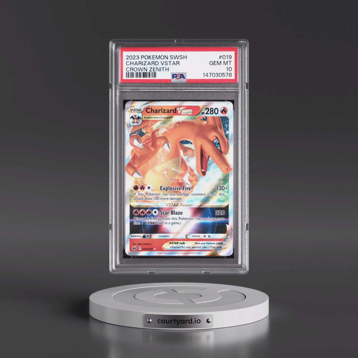 2023 Pokémon Sword and Shield Crown Zenith #019 Charizard Vstar (PSA 10 GEM MINT)
