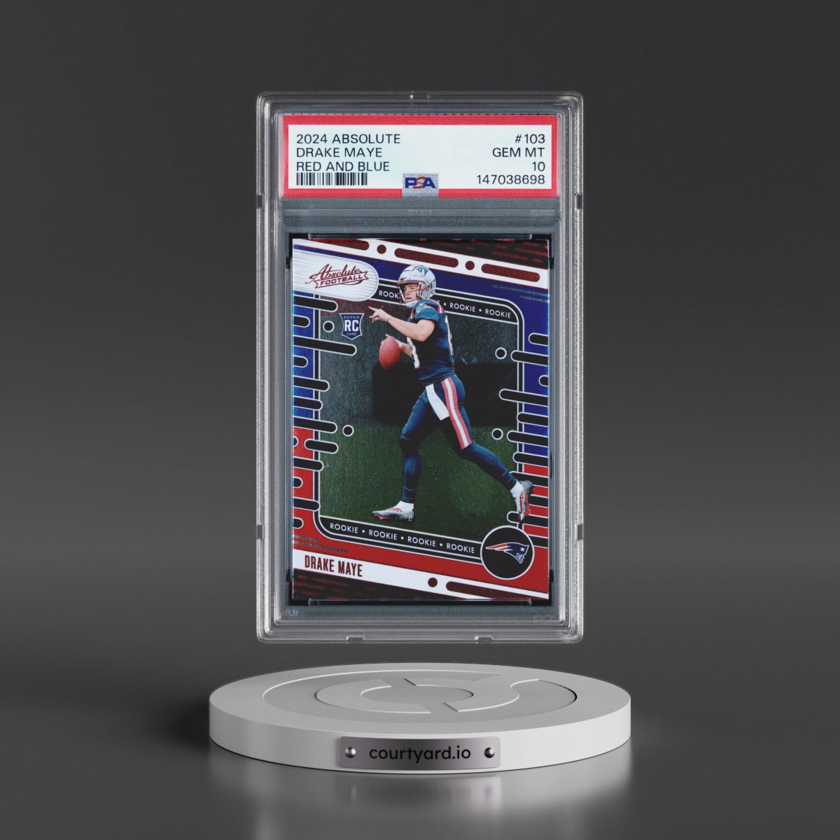 2024 Panini Absolute #103 Drake Maye - Red and Blue (PSA 10 GEM MINT)