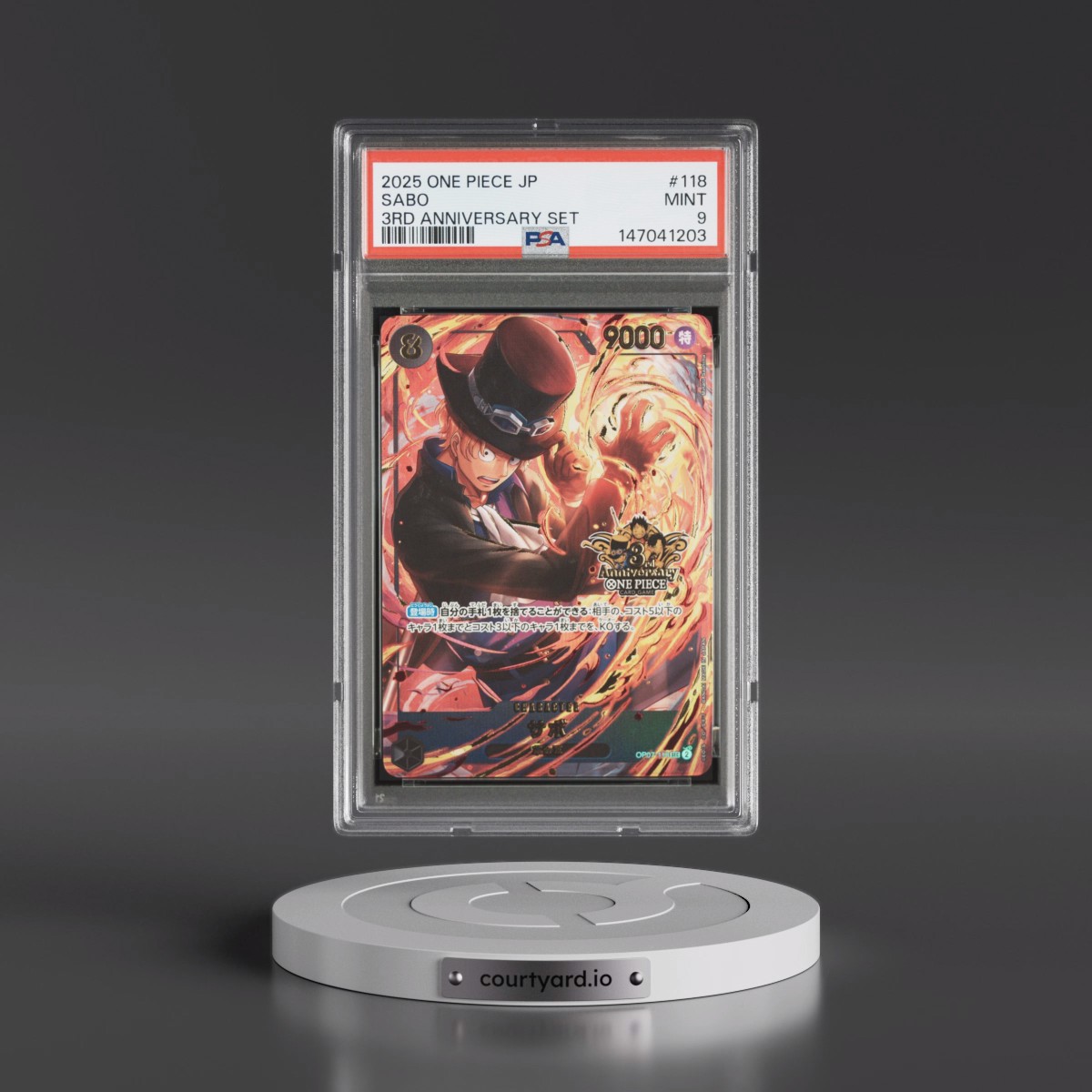 2025 One Piece Japanese 3rd Anniversary Set #118 Sabo (PSA 9 MINT)