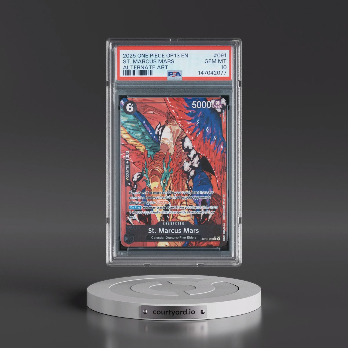 2025 One Piece OP13-Carrying on His Will #091 St. Marcus Mars - Alternate Art (PSA 10 GEM MINT)