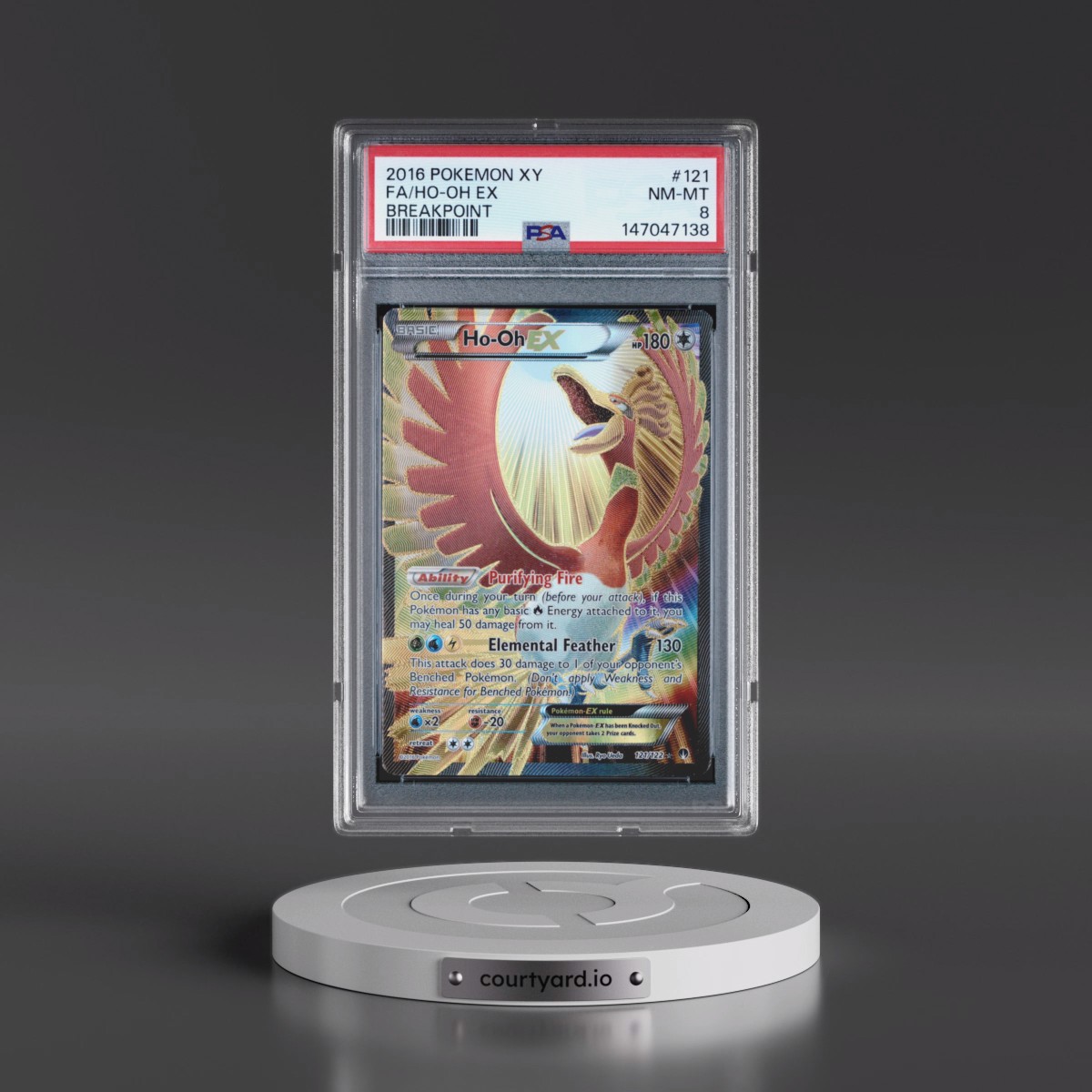 2016 Pokémon XY Breakpoint #121 HO-Oh EX - Holo Full Art (PSA 8 NM-MT)
