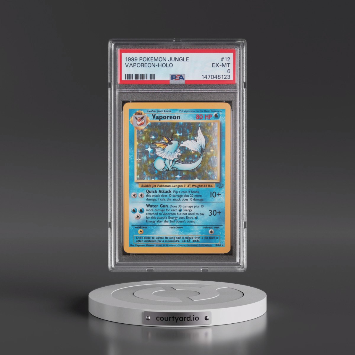 1999 Pokémon Jungle #12 Vaporeon - Holo (PSA 6 EX-MT)