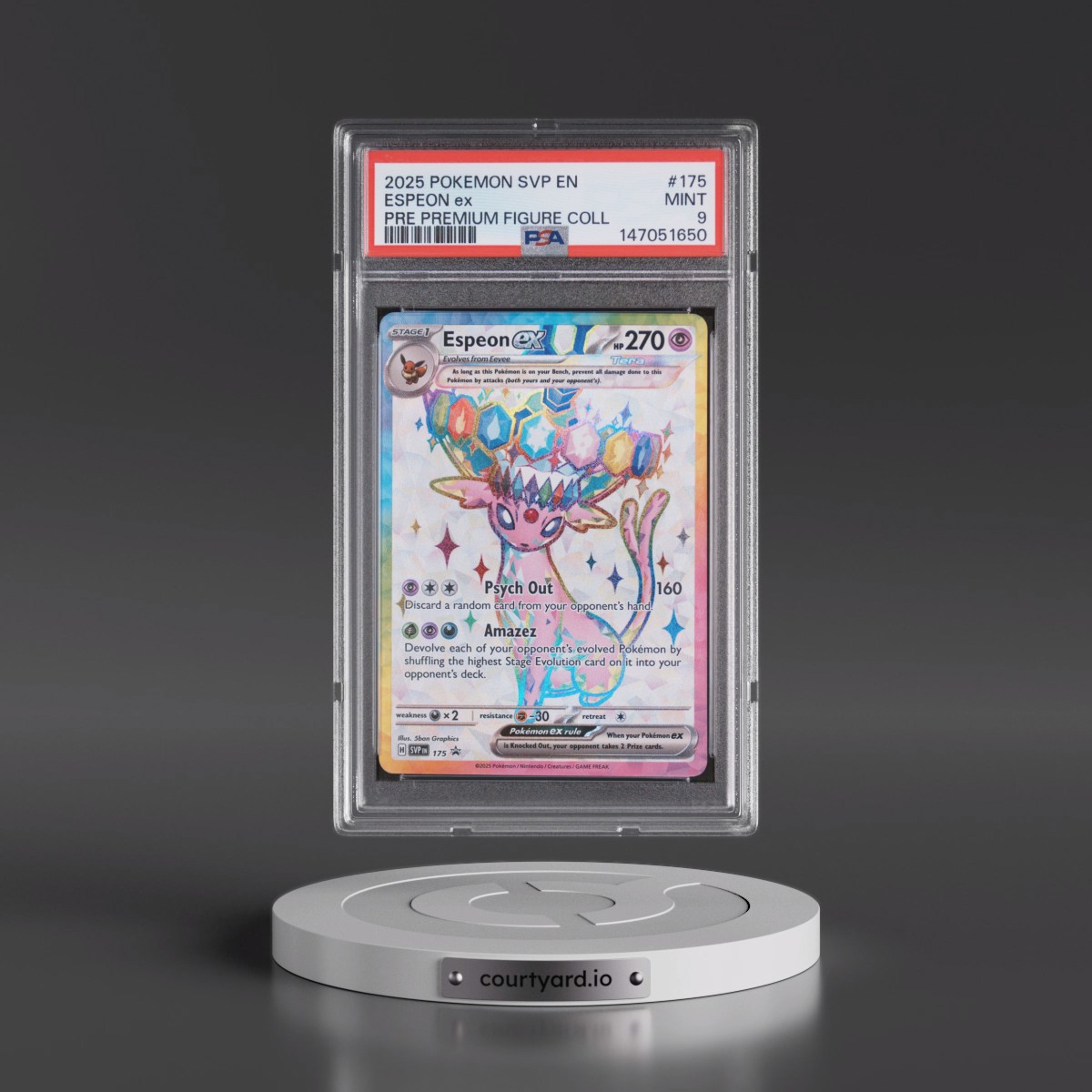 2025 Pokémon Svp EN-SV Black Star Promo #175 Espeon EX - Holo Prismatic Evolutions Premium Figure Collection (PSA 9 MINT)