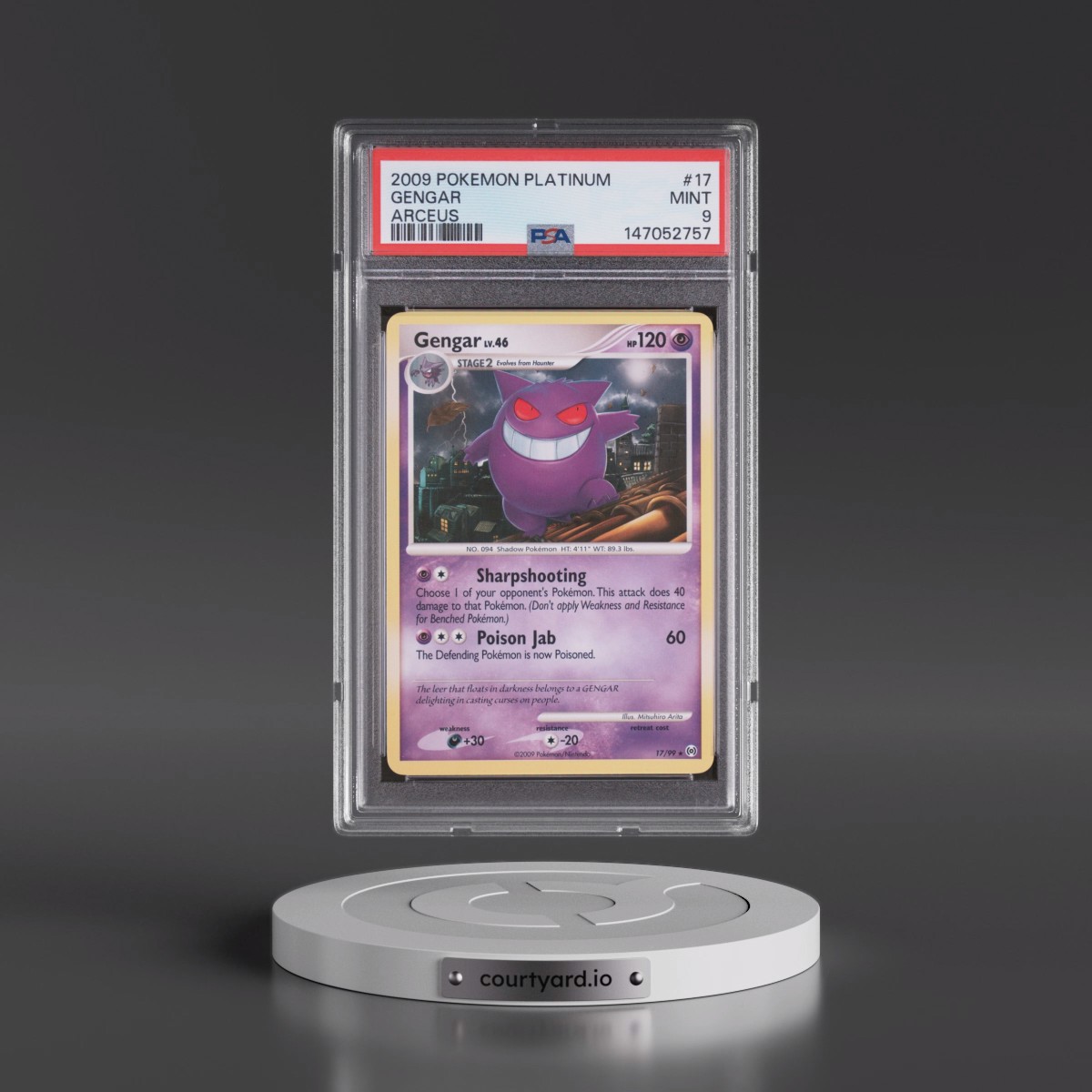 2009 Pokémon Platinum Arceus #17 Gengar (PSA 9 MINT)