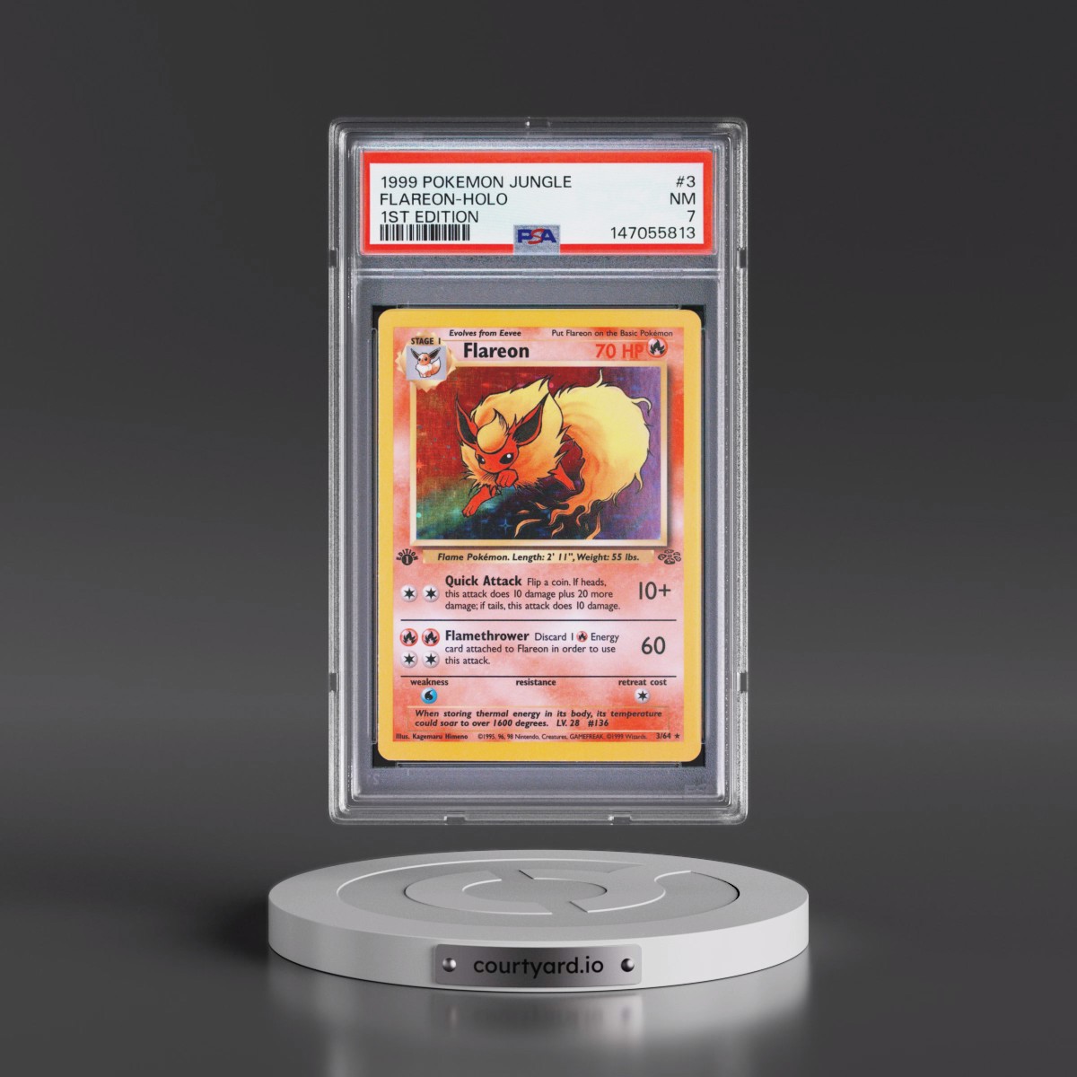 1999 Pokémon Jungle #3 Flareon - 1st Edition Holo (PSA 7 NM)