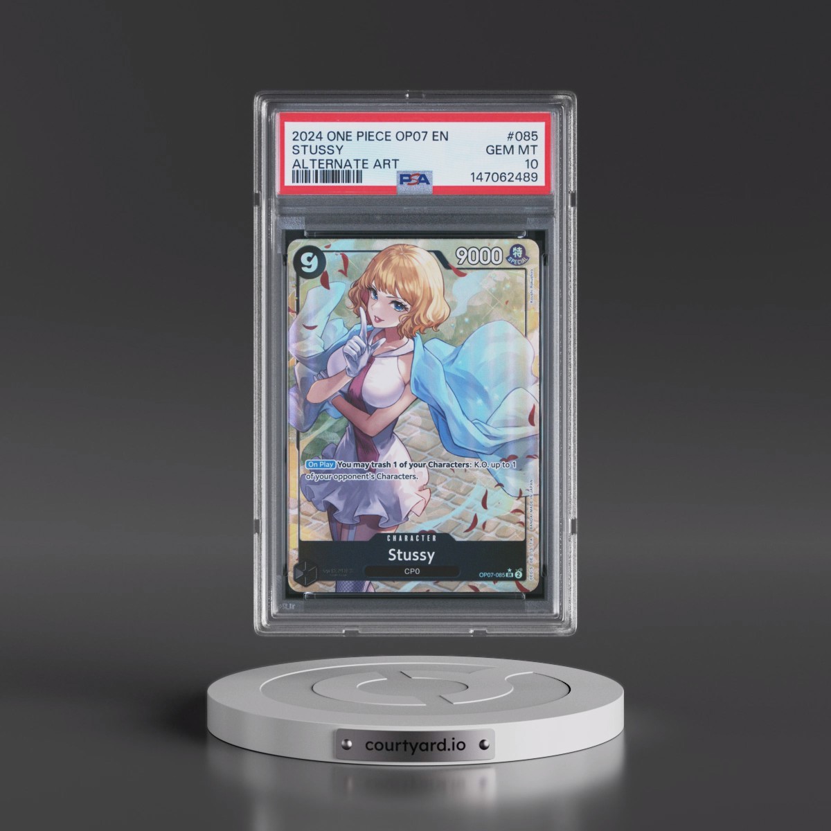 2024 One Piece OP07-500 Years in the Future #085 Stussy - Alternate Art (PSA 10 GEM MINT)