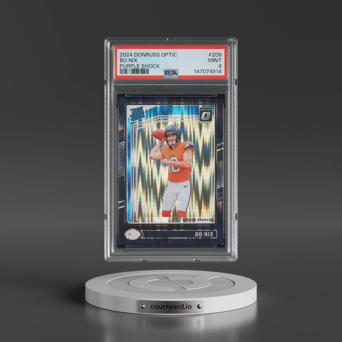 2024 Panini Donruss Optic #209 Bo Nix - Purple Shock (PSA 9 MINT)