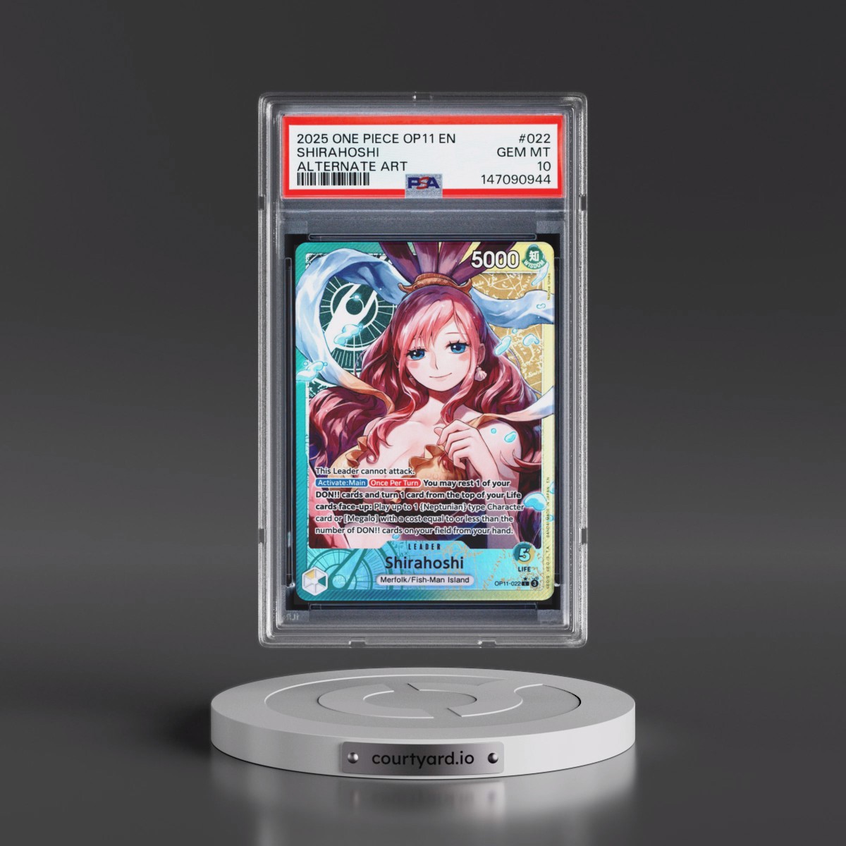 2025 One Piece OP11-A Fist of Divine Speed #022 Shirahoshi - Alternate Art (PSA 10 GEM MINT)